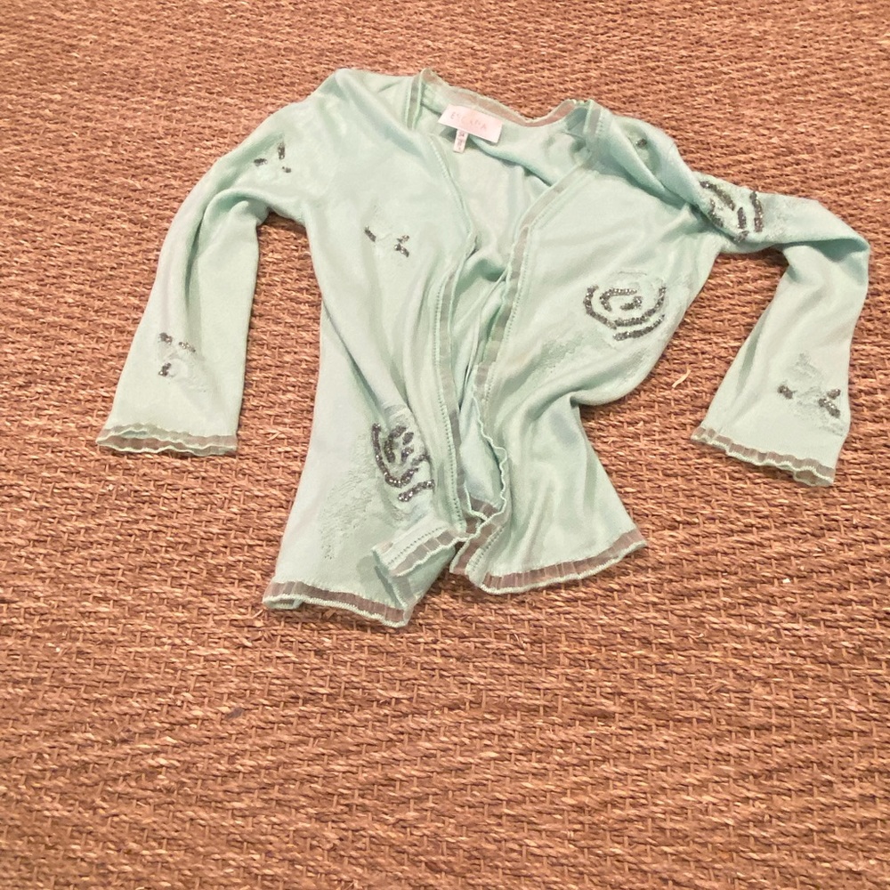 Escada Teal Aqua Button Up Sweater